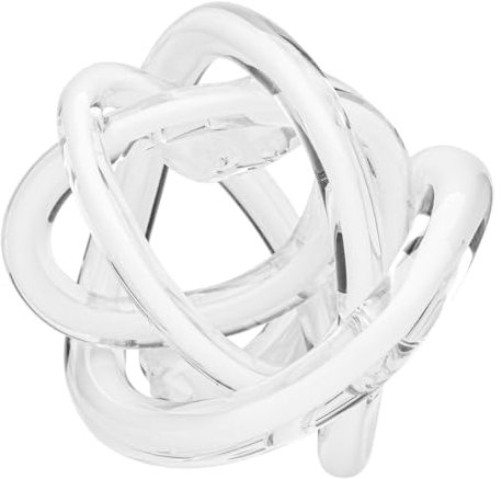 Torre & Tagus Glass Infinity Knot Sculpture Decor Ball, White, 3-inch Diameter