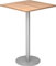 bümö Stehtisch Büro, Bistrotisch eckig 80 x 80 cm - Bartisch Nussbaum, Stehtisch Holz-Platte, Säule aus Metall in Silber, Buffettisch, Säulentisch, Partytisch, Thekentisch, Hochtisch, Barmöbel