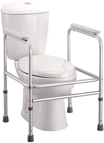 Toilet safety frame rail surround mobility aid - Lightweight aluminium and Height Adjustable