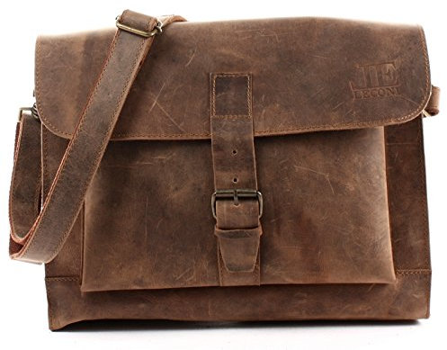 LECONI Messenger Bag DIN A4 Aktentasche Damen Herren Ledertasche Vintage Leder 38x29x11cm braun LE3054-vin