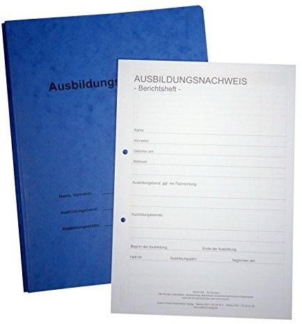 Berichtsheft / Ausbildungsnachweis gewerbliche Ausbildung als Block - für 3 Jahre: tägliche Eintragungen (Montag - Sonntag), pro Woche 1 Seite für ... ... Seite für zusätzliche Berichte / Zeichnungen