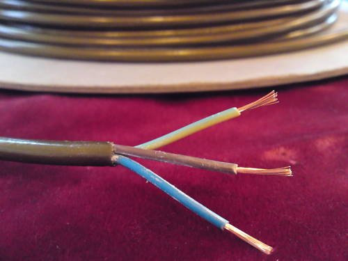 5 METRES x 3 Core pvc Flex Electrical Cable 0.75mm GOLD/BRONZE