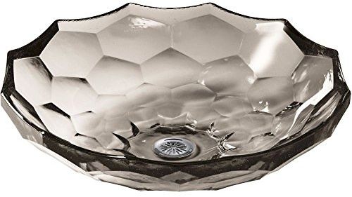 KOHLER K-2373-TG3 Briolette, ARTIST EDITIONS Oval Faceted Glass Bathroom Vessel Sink, Translucent Doe