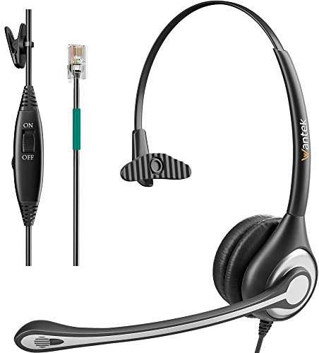 Wantek Corded Telephone Headset Mono w/Noise Canceling Mic for Avaya Aastra Allworx Adtran Alcatel Lucent AltiGen Comdial Digium Gigaset InterTel Mitel Plantronics MiVoice Landline Deskphones(F600S1)