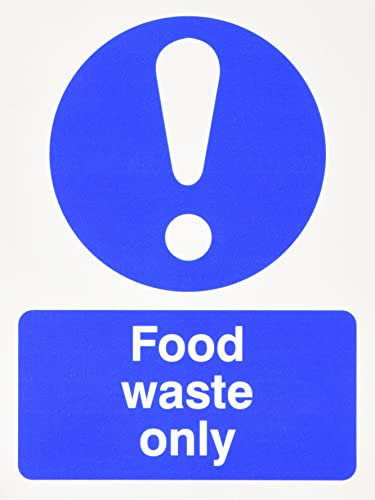 Seco Food Waste Only Sign, 150mm x 200mm - Self Adhesive Vinyl, White