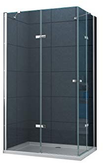 La entrada en curva Cabina de ducha Ducha Monett 90 x 75 x 185 cm / 8 mm / con plato de ducha