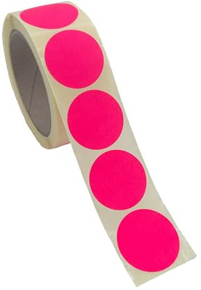 Markierungspunkte Pink/Leuchtend - 500 Stück auf Rolle, 40 mm Durchmesser - Selbstklebende Haftetiketten für Kennzeichnung, Preisauszeichnung, Lagerorganisation und mehr - Leicht beschreibbar
