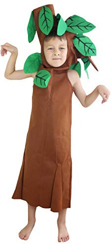 Petitebelle Baum Kostüm Kinder 4-14J (Braun, 7-10 Jahre)