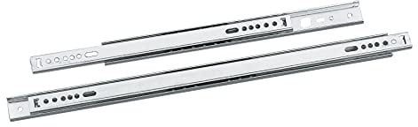 Amig - Juego de 2 Guías Correderas Metálicas Mod.26 de Acero Galvanizado para Cajones de Muebles, Cajoneras o Armarios - Extracción Parcial - Resistencia de carga: 25 Kg/Par - Medidas: 278 x 27 mm
