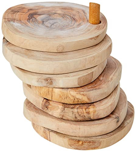 Naturally Med Rustikales Untersetzer-Set aus Olivenholz