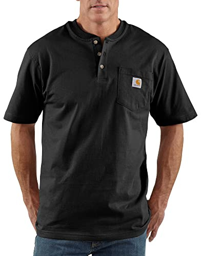 Carhartt Men's Workwear Pocket Short Sleeve Henley Original Fit K84,Black,XX-Large