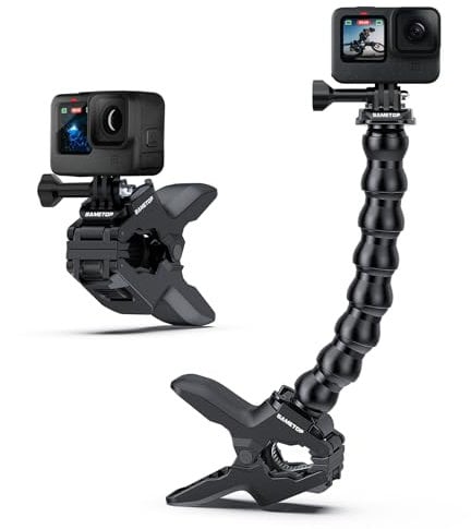 Sametop Supporto Braccio Pinza Morsetto Jaws Flex Clamp con Ganasce Collo D'Oca Compatibile con GoPro Hero 13 12 11 10 9 8 7 6 5 4 Session DJI Telecamere D'azione
