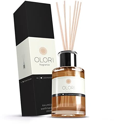 Raumduft Zimt-Orange - Weihnachtszauber - Diffuser mit Stäbchen Duftöl mit ätherischen Ölen fruchtig, warm, würzig - 100% Natürlich Lufterfrischer mit Duftstäbchen ideal für Winter & Weihnachten 200ml