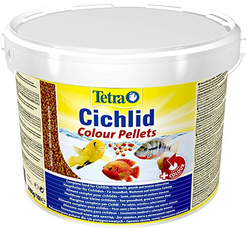 Tetra Cichlid Colour Pellets - Fischfutter für Intensive und leuchtende Farben, besonders für Buntbarsche mit roter, oranger und gelber Färbung, 10 L Eimer