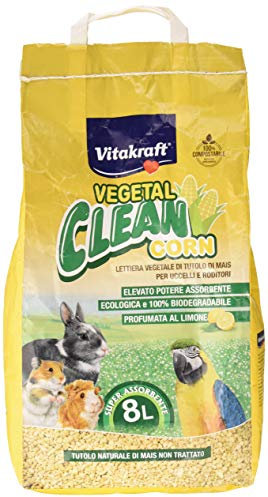 Vitakraft - Vegetal Clean Corn, Lecho Higiénico de Mazorcas de Maíz para Pequeños Animales - 8L