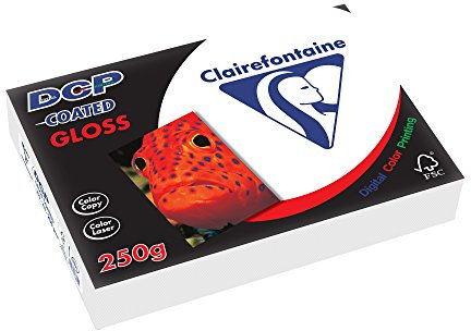 Clairefontaine 6871C Druckerpapier DCP Premium Kopierpapier für farbintensiven Bilderdruck, DIN A4, 21 x 29,7 cm, 250g, 1 Ries mit 250 Blatt, glänzend Weiß gestrichen