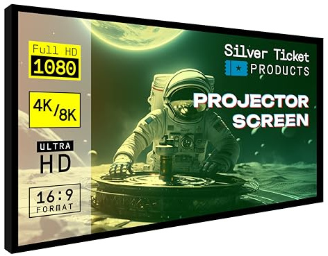 Argento ticket 4 K Ultra HD Ready cinema formato (6 pezzi telaio fisso) schermo per proiettore 16:9, 92 White Material