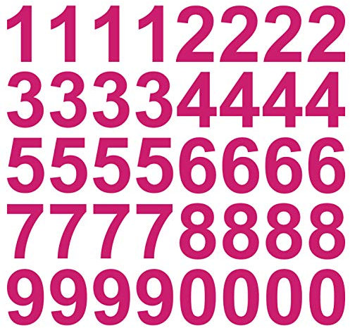 kleb-Drauf | 40 Zahlen, Höhe je 10 cm | Pink - glänzend | Wandtattoo Wandaufkleber Wandsticker Aufkleber Sticker | Wohnzimmer Schlafzimmer Kinderzimmer Küche Bad | Deko Wände Glas Fenster Tür Fliese