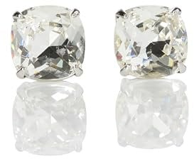 kate spade new york Kleine quadratische Ohrstecker, transparent/silber, Einheitsgröße