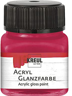 Kreul 79233 - Acryl Glanzfarbe, 20 ml Glas in magenta, glänzend-glatte Acrylfarbe zum Anmalen und Basteln, auf Wasserbasis, speichelecht, schnelltrocknend und deckend