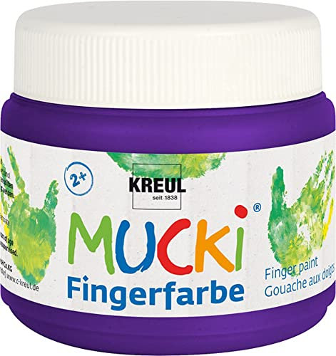 KREUL 23107 - Mucki leuchtkräftige Fingerfarbe, 150 ml in violett, auf Wasserbasis, parabenfrei, glutenfrei, laktosefrei und vegan, auswaschbar, vermalbar mit Pinsel, Schwamm, Spachtel und Fingern
