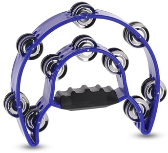 GEWA jingle wreath half moon - 20-pairs of chrome-plated jingles - double row - color blue