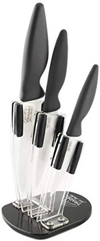 Pradel Jean Dubost 167/10533 Bloc Plexi avec 3 Couteaux Lame Céramique Blanc Noir