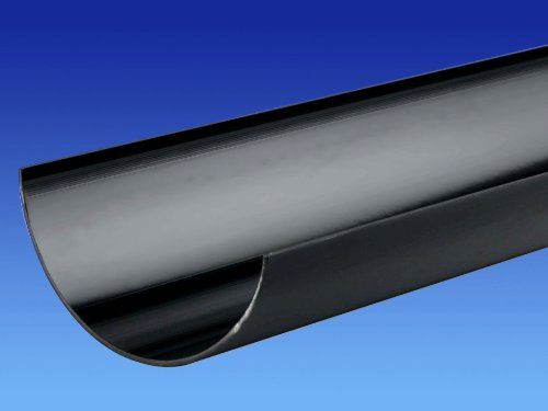 4M (*May BE 2 x 2Metre) Wavin OSMA/Tufflex Roundline Gutter 112mm Half Round Black 0T074B (Includes Free Coupler/Joiner IF NOT Sent AS 4 METRE)