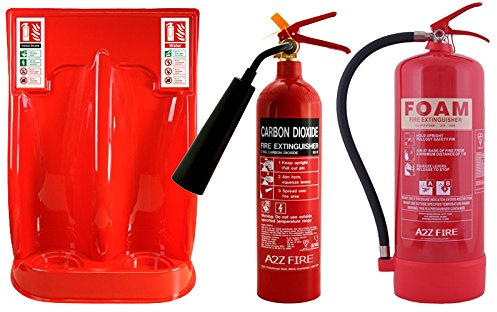 Budget Office Fire Extinguisher Deal - 2kg CO2 & 9 Litre Water Extinguishers, Double Stand & ID Signs