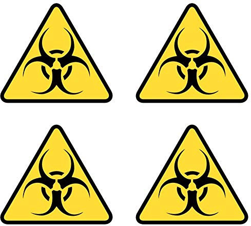 Samunshi® Biohazard Aufkleber Set Biohazardaufkleber 4 Aufkleber zu 4x3,5cm