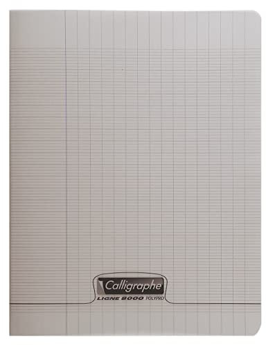 Calligraphe 18126C Un Cahier Agrafé Gris (une Marque de Clairefontaine) - 17x22 cm - 96 Pages Grands Carreaux - Papier Blanc 90 g - Couverture Polypro Transparent