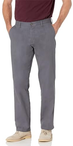 Amazon Essentials Men's Classic-Fit Wrinkle-Resistant Flat-Front Chino Trouser (Available in Big and Tall), Charcoal, 38W / 30L