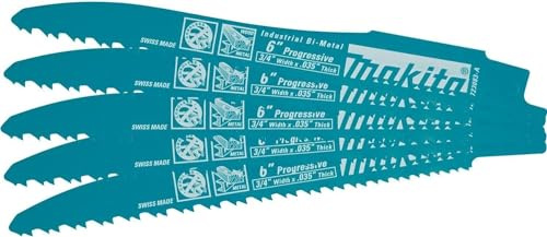 Makita 723083-A-5 6-Inch Prog. Cordless Recip Blade, 5-Pack