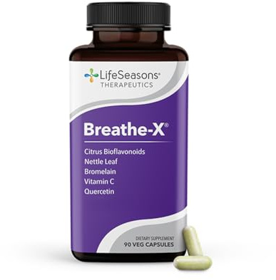 Breathe-X - Allergy & Sinus Relief Supplement - Supports Sinuses & Nasal Discomfort - Non-Drowsy & Fast-Acting - Quercetin, Bromelain, Citrus Bioflavonoids, Nettle Leaf & Vitamin C - 90 Capsules