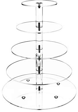 Acrylic Cupcake Stand 5 Tier Display Tower Tree for Stacked Serving Tray for Party Wedding Cake Dessert Clear Round