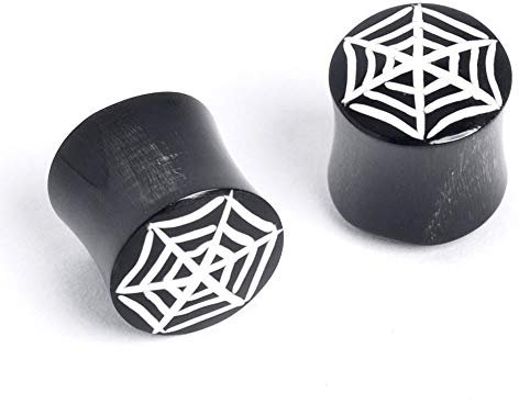 81stgeneration 10mm Dehnungsstab schwarz Spinnennetz Ohrstecker 10 mm 00G Horn Ohrringe