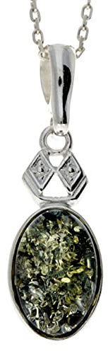 SilverAmber Jewellery - Echter baltischer Bernstein & Sterling Silber klassischer Anhänger ohne Kette - 1954