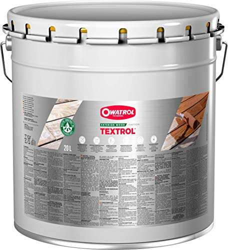 OWATROL – TEXTROL – Teinte Chêne Doré – Saturateur Bois Extérieur à Base d'Huiles Naturelles Végétales pour Chalets Barrières Abris de Jardin Bardages Bois Extérieur – Huile Terrasse Bois – 20 L