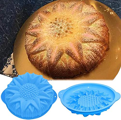 GMMH Backform aus Silikon in Blumenform D1 (Blau), Sonnenblume Silikonbackform Blume Floral, Kuchenform, Form, Silikonform, Obstbodenform Rührkuchen Springformkuchen Obstkuchen Biskuitkuchen