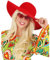 Amakando Hippie Hut Maxi Hippiehut rot Damen Sommerhut 70er Jahre Schlapphut Karnevalskostüme Accessoires 60er Jahre Mottoparty Mütze Flower Power Partyhut