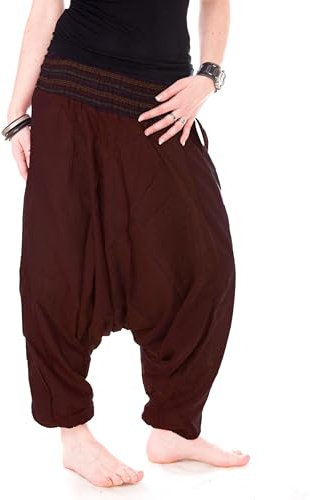 Vishes - Haremshose mit gestreiftem oder farbigem Bund - Unisex - Alternative Bekleidung für Damen und Herren
