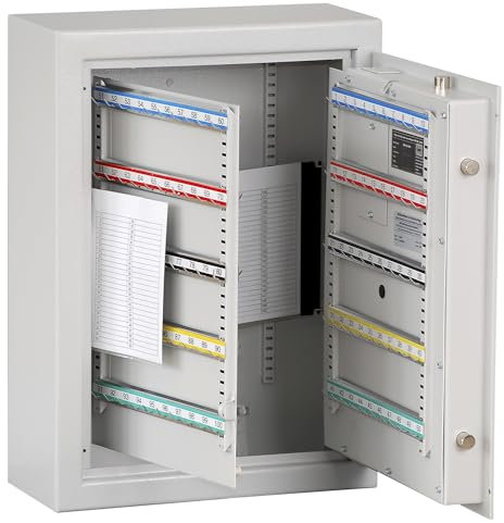 kaiserkraft | Schlüsseltresor | lichtgrau | Hakenleisten verstellbar | 150 Haken | HxBxT 636 x 460 x 200 mm