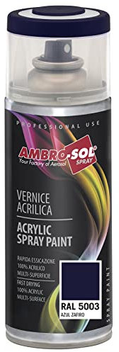 AMBRO-SOL - Pintura acrílica en spray, color Azul Zafiro, RAL 5003, resultado profesional en múltiples superficies, exteriores e interiores, 400 ml