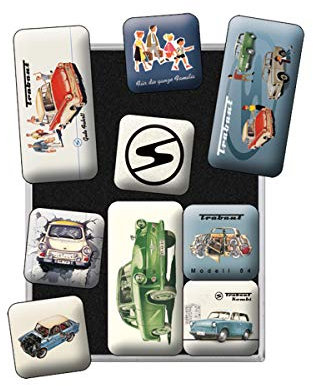 Nostalgic-Art Retro Kühlschrank-Magnete, 9 Stück, Trabant – Souvenir & Geschenk-Idee, Magnetset für Magnettafel, Vintage Design