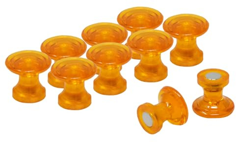 Traditional Orange Magnetic Map Pin Magnets for Fridge, Whiteboard, Noticeboard, Filing Cabinet - Pack of 12