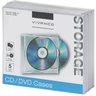 Vivanco CD/DVD Double Jewel Case (5-er Pack) transparent