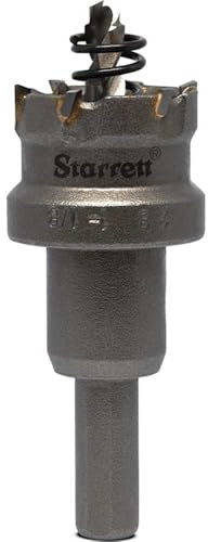 Starrett Tungsten Carbide Tipped Hole Saw - SM28 Sheet Metal Cutter With Arbor & Pilot Drill Bit - For Drilling Stainless Steel Aluminum Alloy - 28 mm