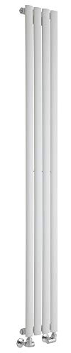 Milano Aruba White Vertical Single Oval Panel Radiator - 1780mm x 236mm