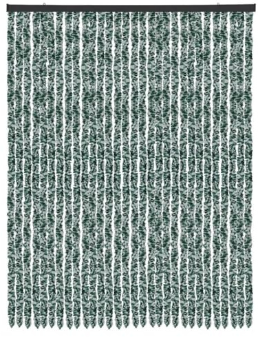 Arsvita Flauschvorhang Türvorhang (120x200 cm) in Meliert Dunkelgrün-Weiß als Insektenschutz für Balkon, Terrasse oder Wohnmobil, Wohnwagen, Pavillon