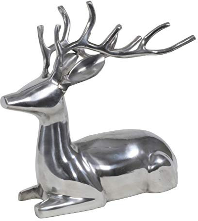 Deko Hirsch liegend Figur poliertes Aluminium 30x18x30 cm